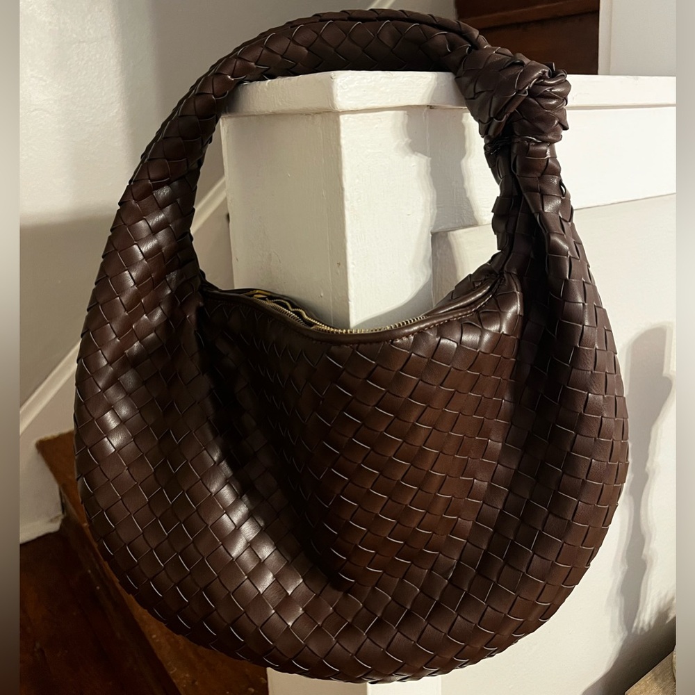 Brown Woven Hobo Bag